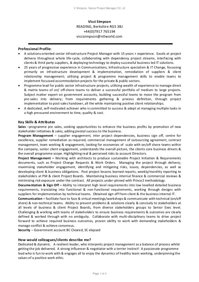 v simpson senior project manager resume v 2 senior project manager resumes