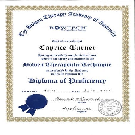 Diploma of Profiency - Bowen
