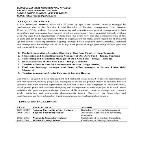 Seba Mtweve Curriculum vitae revised