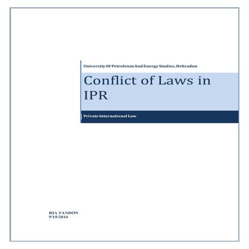 Conflict of laws in IPR