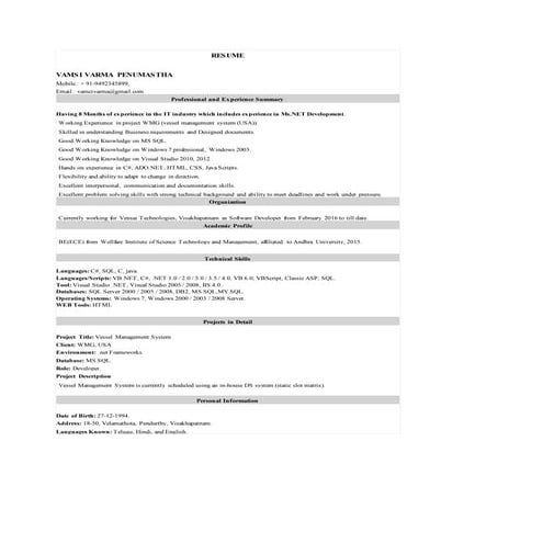 Updated Resume for David N. Finch including TVS and DWN 2-11-16 | PDF
