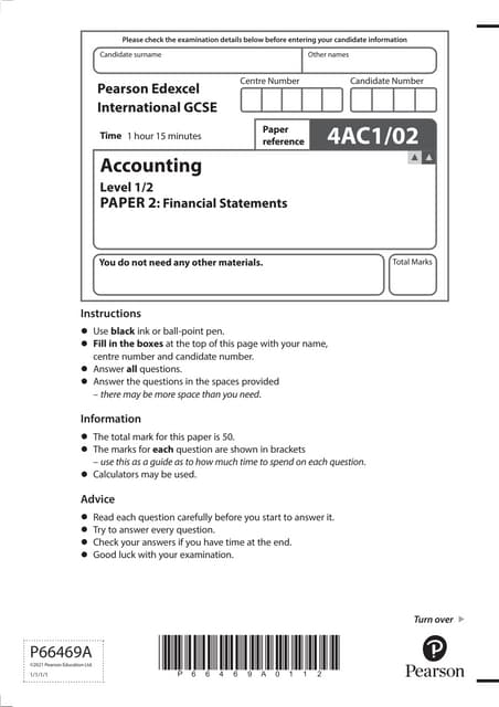 Edexcel IAL introduction - Unit 01 & 2 | PDF | Business Accounting ...