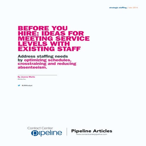 Contact Center Pipeline - Strategic Staffing 2014.12