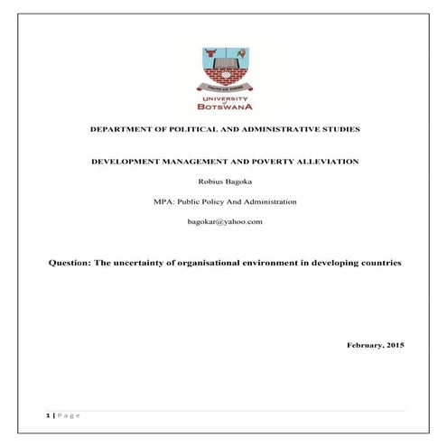 Organizational environment and developing countries