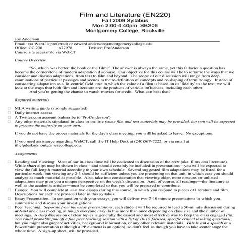 Edward Anderson - syllabus - Film & Literature