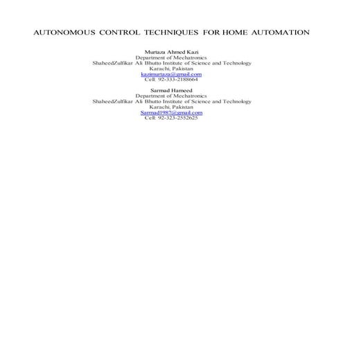 AUTONOMOUS CONTROL TECHNIQUES FOR HOME AUTOMATION v1.0