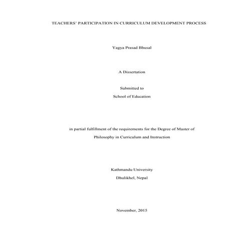 TEACHERS’ PARTICIPATION IN CURRICULUM DEVELOPMENT PROCESS_YAGYA P BHUSAL_2015