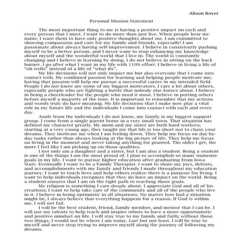 Personal Mission Statement