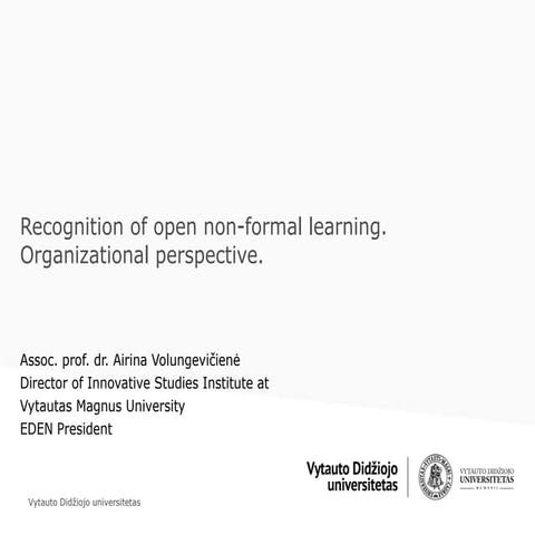 Recognition of open non-formal learning. Organizational perspective