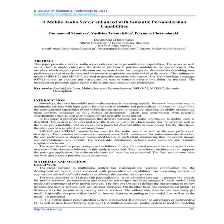 A Mobile Audio Server enhanced with Semantic Personalization Capabilities