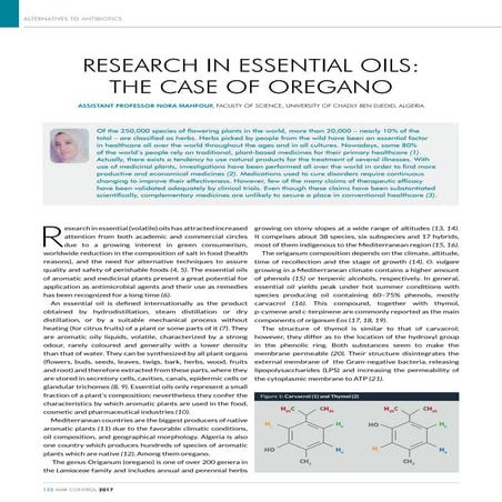 RESEARCH IN ESSENTIAL OILS: THE CASE OF OREGANO