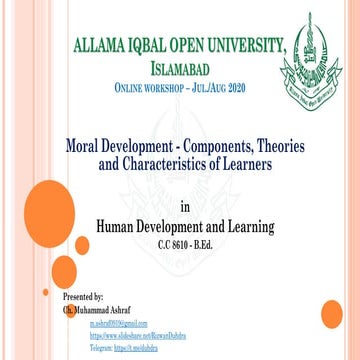 Moral Development - Components, Theories and Characteristics of Learners