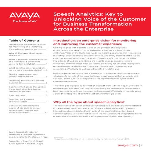 Speech Analytics: Key to Unlocking Voice of the Customer for Business Transfo...