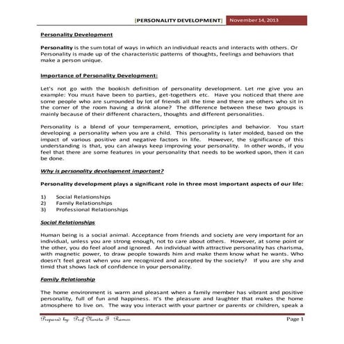 Personality development