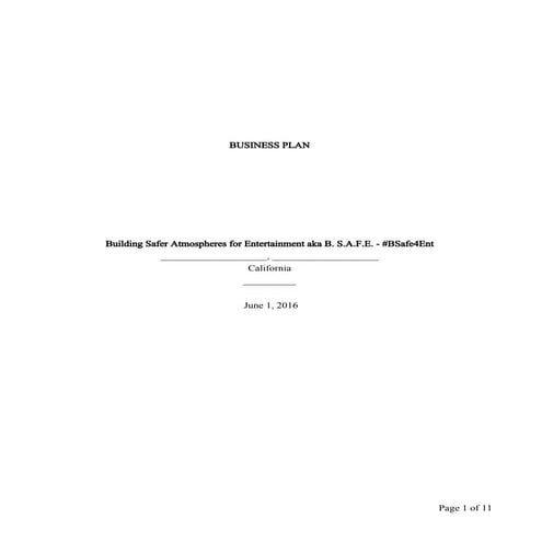 BSAFE4Ent 2016 - 2017 Business Plan