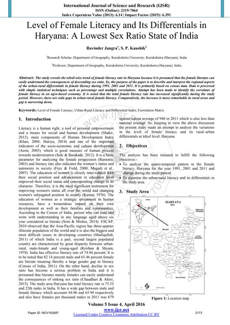 4. Level of Female Literacy and Its Differentials in