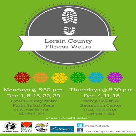 Lorain County Fitness Walks Branded Monthly Flyers