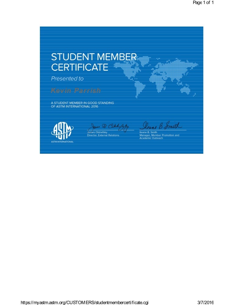 Studentmembercertificate