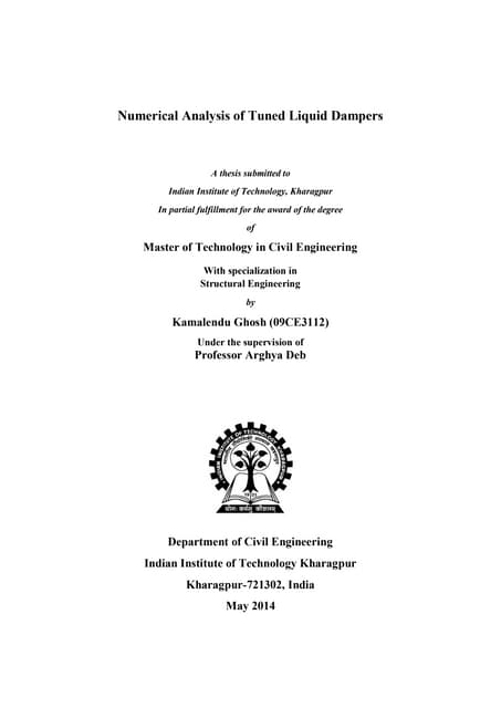 Numerical Analysis of Tuned Liquid Dampers - Kamalendu Ghosh (09CE3112)