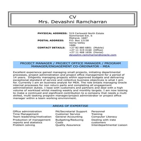 Devashni Ramcharran CV - Aug 2016