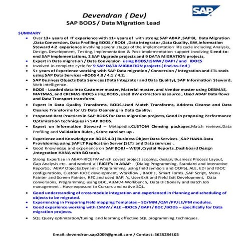 SAP_BODS-Data Migration Consultant