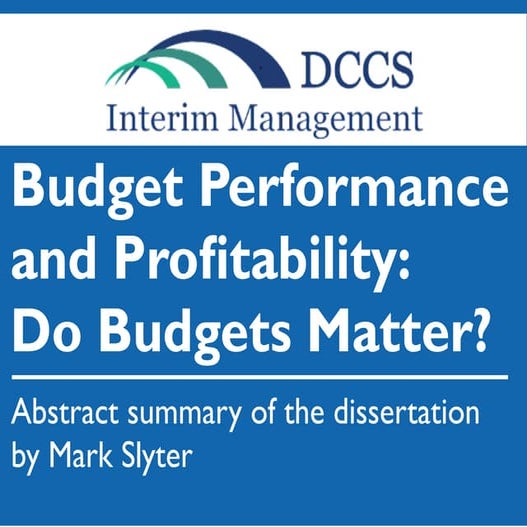 Budget Performance and Profitability_Slyter_2016
