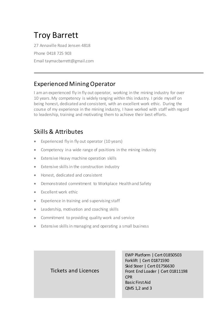 Troy Barrett Resume