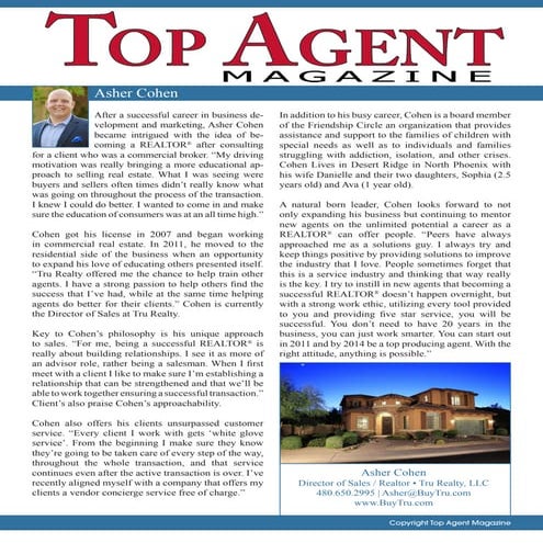 Asher Cohen Top Agent Magazine 2015 PDF