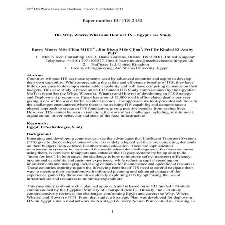 EU ITS-2452 The Why Where What & How of ITS - Egypt Case Study down loaded ve...