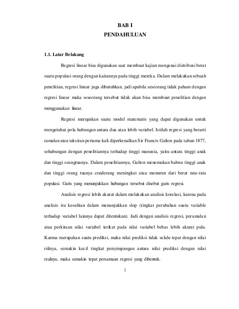 Analisis Regresi Linier Sederhana