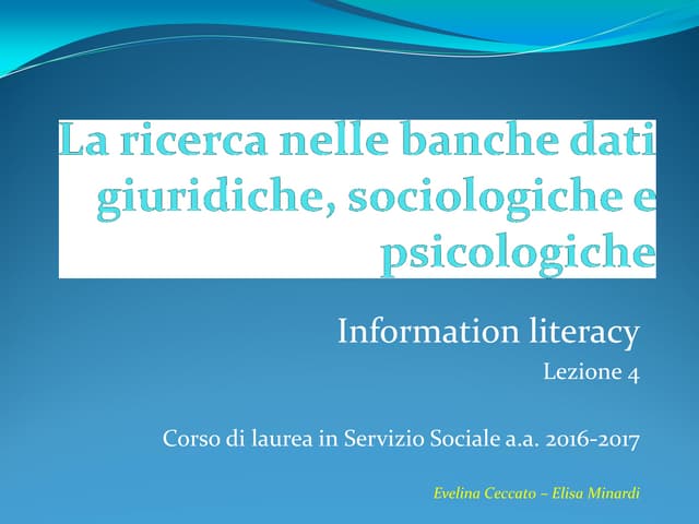La ricerca nelle banche dati giurid...