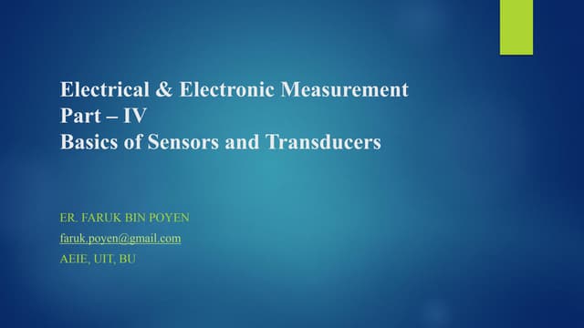 Basics of Sensors & Transducers
