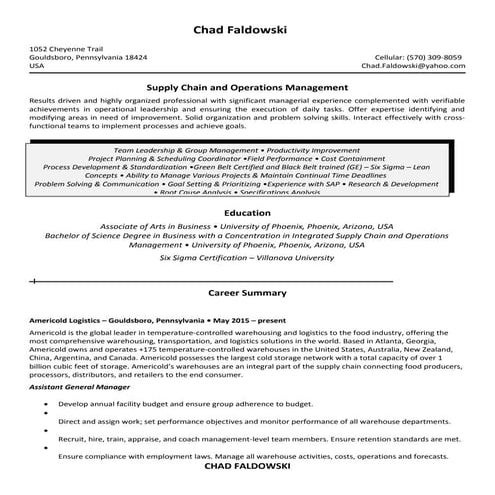2017 Chad D Faldowski Resume
