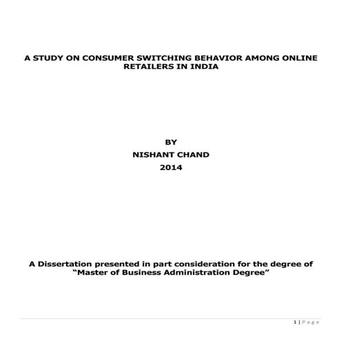 Consumer switching behavior among online retailers in   India