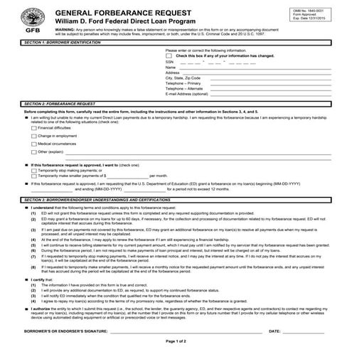 General-Forbearance-Request