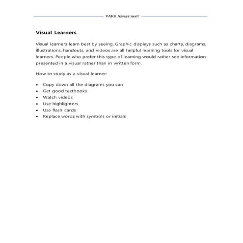 VARK Assessment Results DOCX Educational Assessment Education