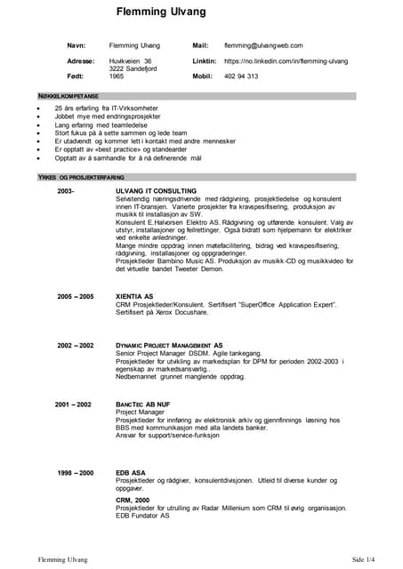 Flemming Ulvang CV 2016 