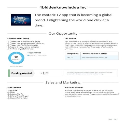 4biddenknowledge TV Pitch Deck
