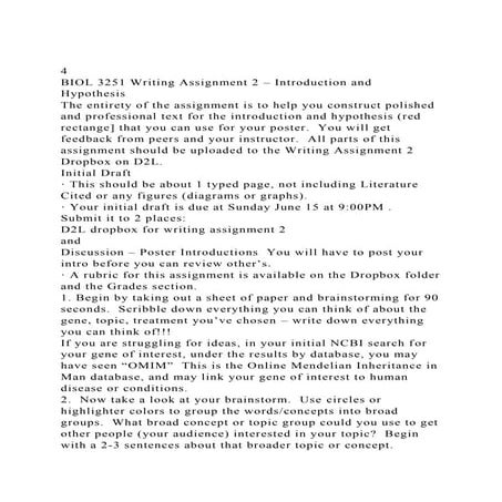 4BIOL 3251 Writing Assignment 2 – Introduction and Hypothesis .docx