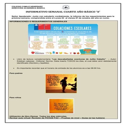 4º básico a  semana  03 de octubre al 07 de octubre