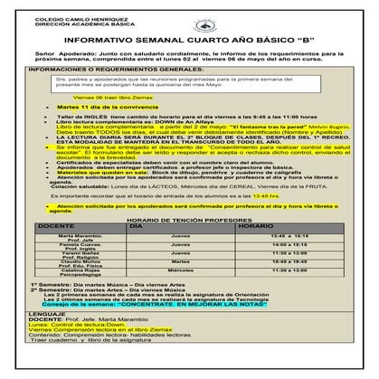 4º  básico b  semana 02 al 06 mayo