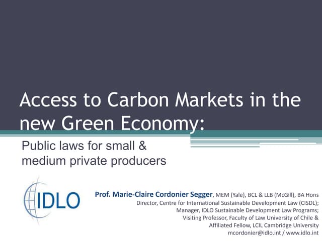 Dra. Marie Cordonier - Carbon Markets