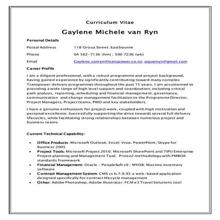 Gaylene CV 2015