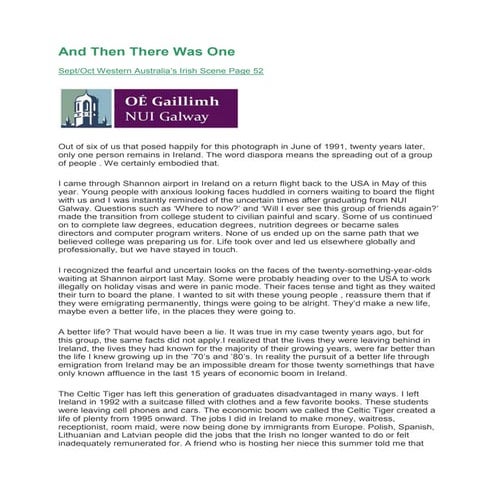 And Then There Was One