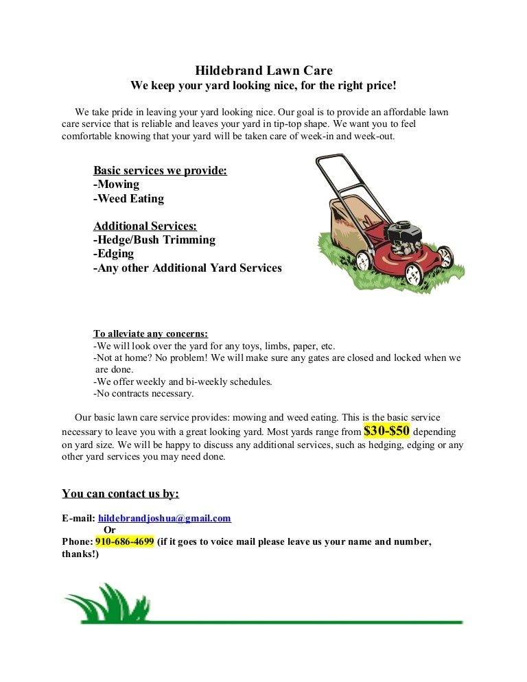 hildebrand lawn care flyer 1 good lawn mowing flyers