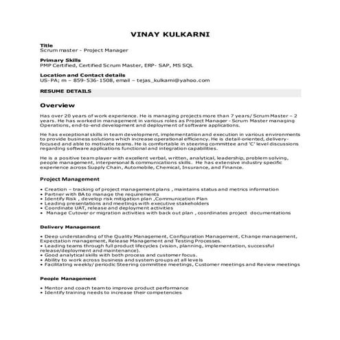 Scrum master_Project Manager Vinay Kulkarni v1