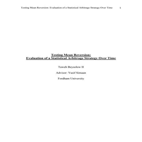 Statistical Arbitrage 