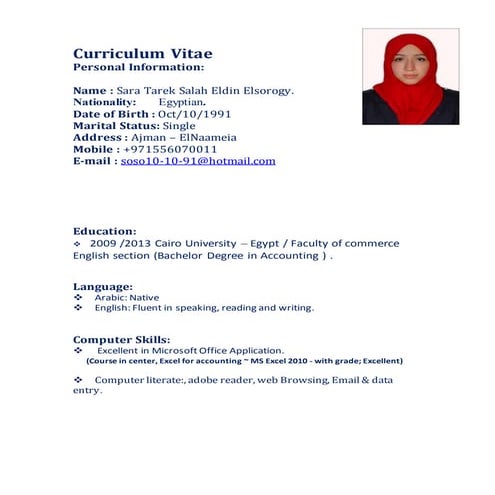 Sara's Cv