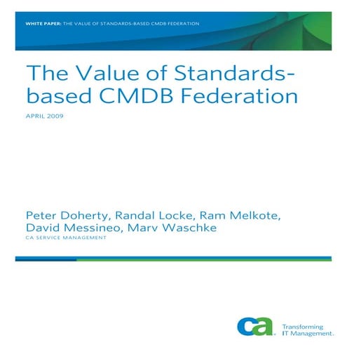 The Value of Standards-based CMDB Federation