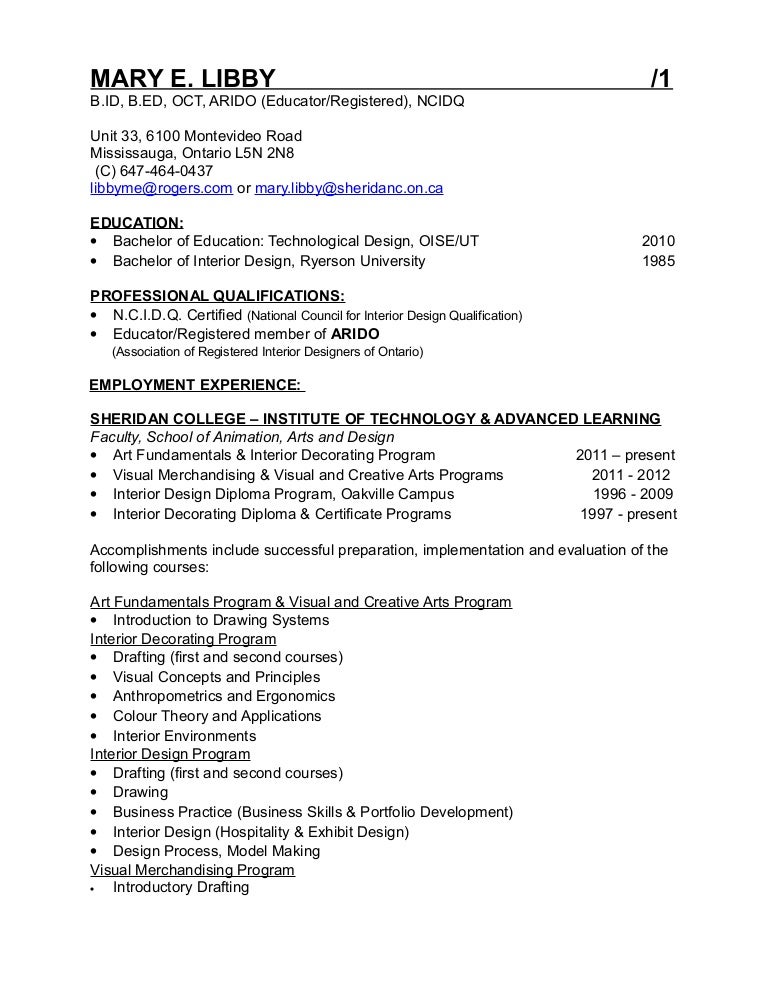 2015 Ps Resume Mary E Libby